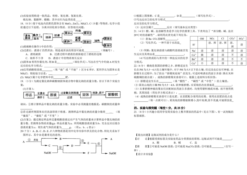第11单元《盐化肥》单元检测卷及答案_初中化学_01.人教版初中化学_01.初中化学课件PPT--教案--试题_初中化学18年试卷_人教版九年级化学下册2018