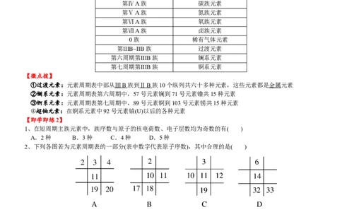课时4.2元素周期表-2020-2021学年高一化学必修第一册精品讲义（新教材人教版）_高化_2025春-人教版高中化学_01新版高中化学必修一_5.精品讲义