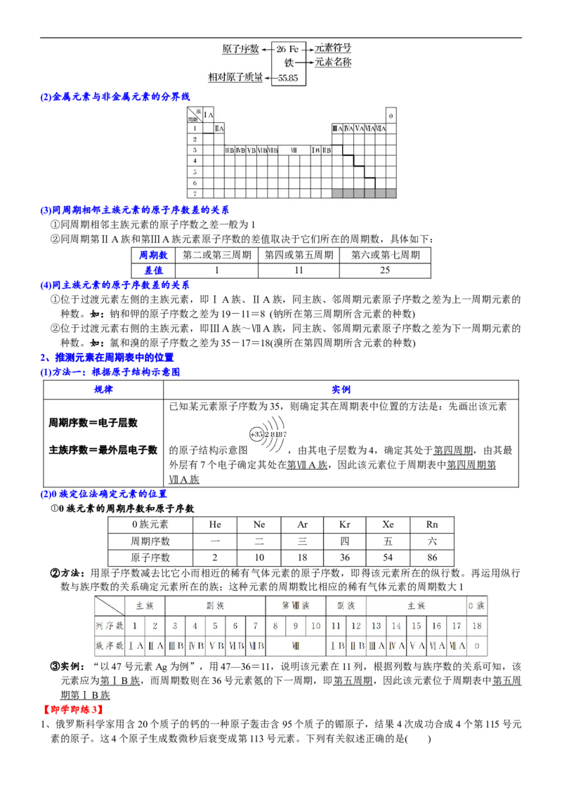 课时4.2元素周期表-2020-2021学年高一化学必修第一册精品讲义（新教材人教版）_高化_2025春-人教版高中化学_01新版高中化学必修一_5.精品讲义