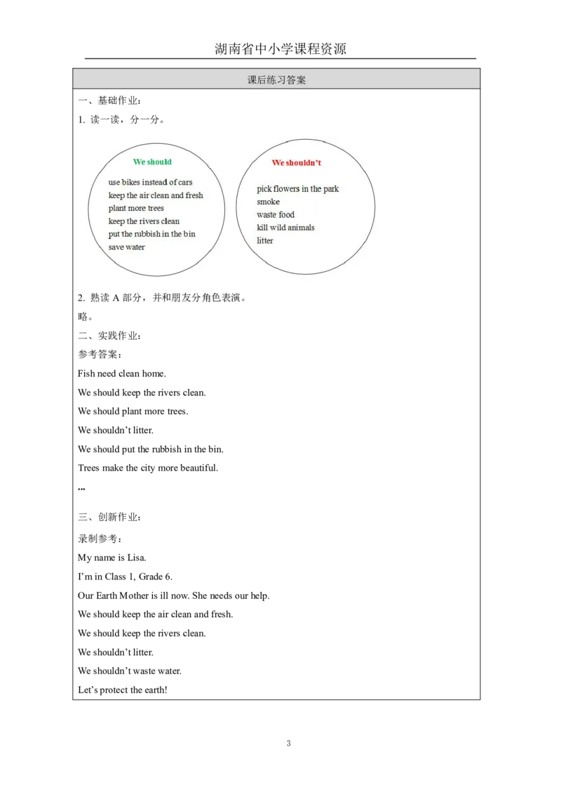 15Unit8Weshouldn'twastewaterLesson1_国家课_课后练习_26春四年级上下册人教版_四上英语合集人教版PEP英语四年级上册新教材（教学视频+课件+动画+音频+练习+教案）_17练习资料