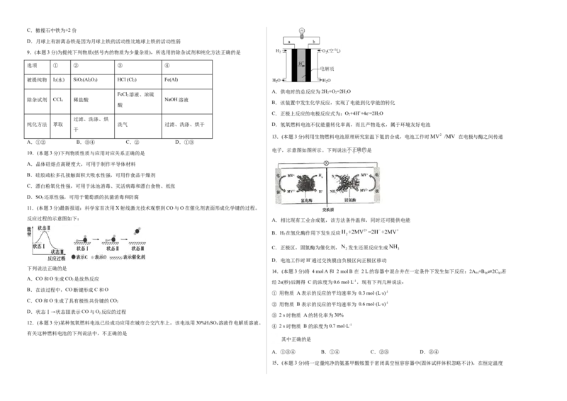 精品试卷：2020-2021学年高一化学下学期期中试卷02（考试版）测试范围：人教版2019必修第二册：第五章、第六章_高化_2025春-人教版高中化学_02新版高中化学必修二_5.试卷习题