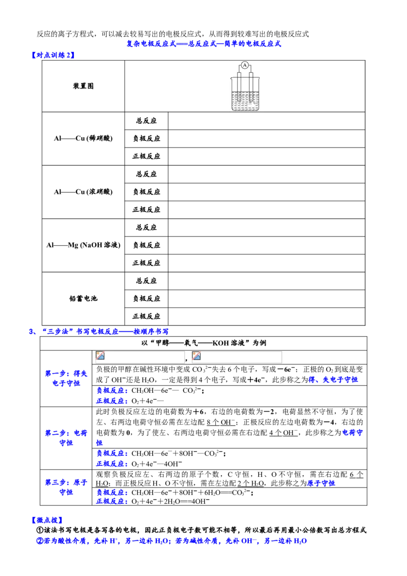 课时6.2.3拓展1燃料电池及其它新型电池电极反应式的书写-2020-2021学年高一化学必修第二册精品讲义（新教材人教版）_高化_2025春-人教版高中化学_02新版高中化学必修二_7.精品讲义