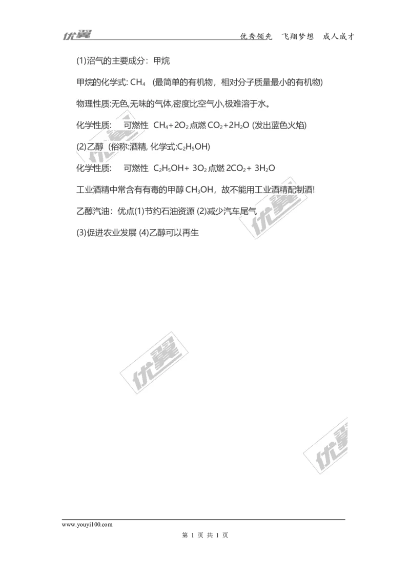 化学复习指导：两种绿色能源_初中化学_01.人教版初中化学_01.初中化学课件PPT--教案--试题_初中化学全套(课件--教案--配套)_18年初中化学9年级上_18秋九化上(RJ)--7.复习资料