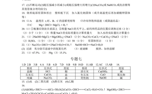 答案_初中化学_01.人教版初中化学_01.初中化学课件PPT--教案--试题_初中化学全套_化学试题_化学：中考化学专题攻关专测及答案（10份）