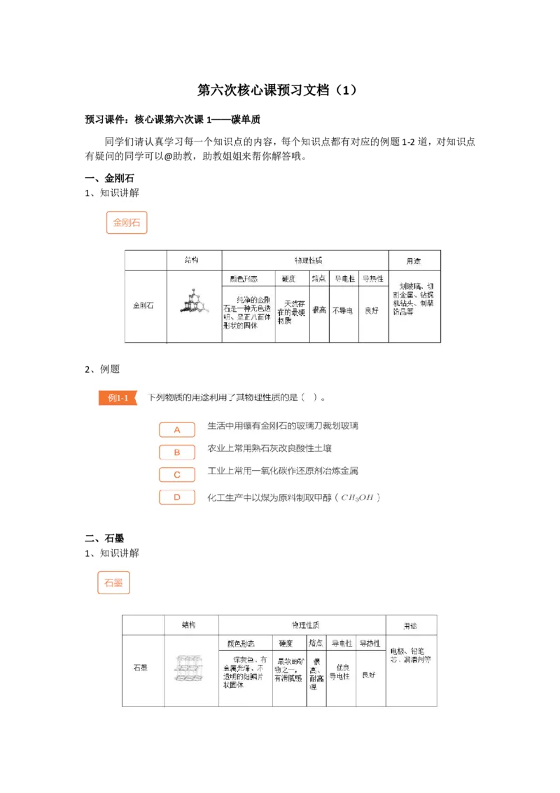 第六次核心课预习文档（1）_初中化学_01.人教版初中化学_02.初中化学教学视频_3.Y辅导中考复习-化学_新初三化学暑假系统班_化学课件