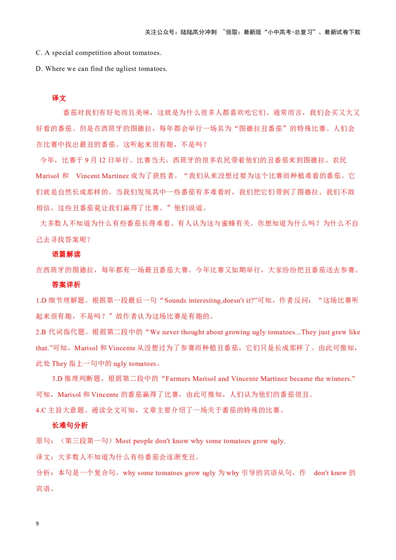 02霹雳舞、世界上最高的雪糕棒塔、西班牙&ldquo;最丑番茄&rdquo;（解析版）_02中考总复习（2026版更新中）_03-英语-中考总复习_2024年中考复习资料_专项复习资料_答案解析版