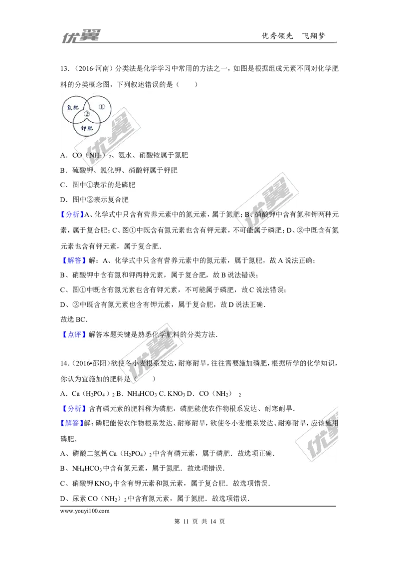 （第一辑）第11单元盐化肥_初中化学_01.人教版初中化学_01.初中化学课件PPT--教案--试题_初中化学全套(课件--教案--配套)_18年初中化学9年级上_18秋九化上(RJ)--7.复习资料_4.真题汇编