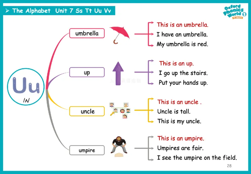 OPW1思维导图_《小学思维导图》_思维导图语数英第二套_英语_自然拼读1-5级思维导图