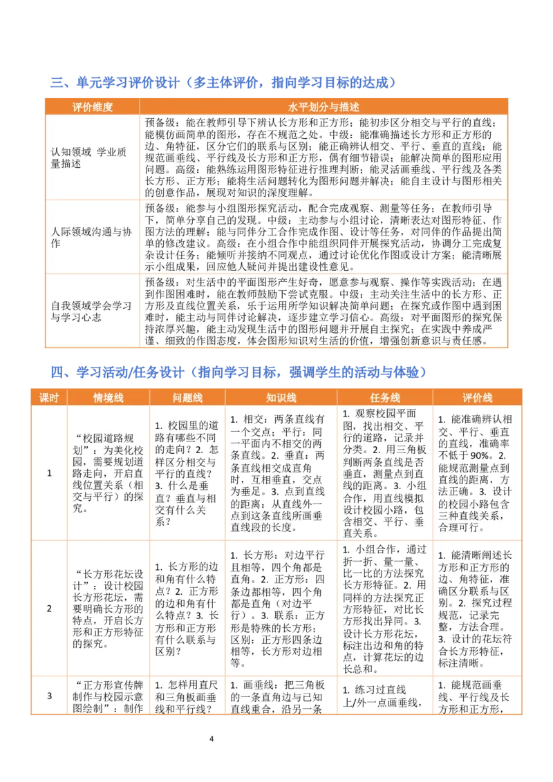 第5单元长方形和正方形（大单元整体教学设计）数学苏教版三年级数学下册（新教材）_A151三年级下册数学（苏教版）_2026春新版_第二套_04大单元教学设计