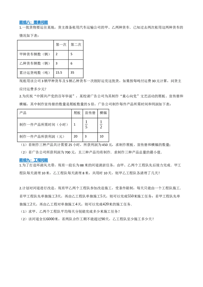 专题05一次方程（组）及其应用（原卷版）_中考数学一轮复习word_原卷版