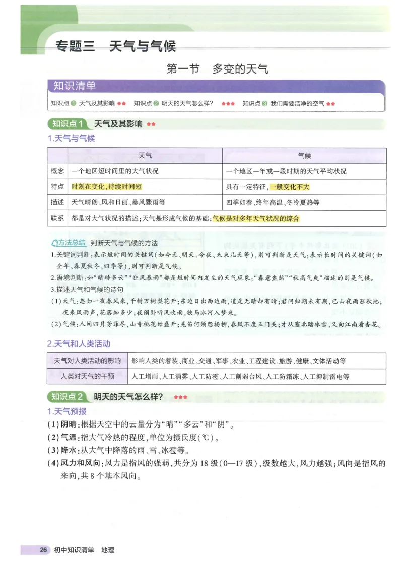 2025版《53初中知识清单》-地理_初中全科《53初中知识清单》2025版