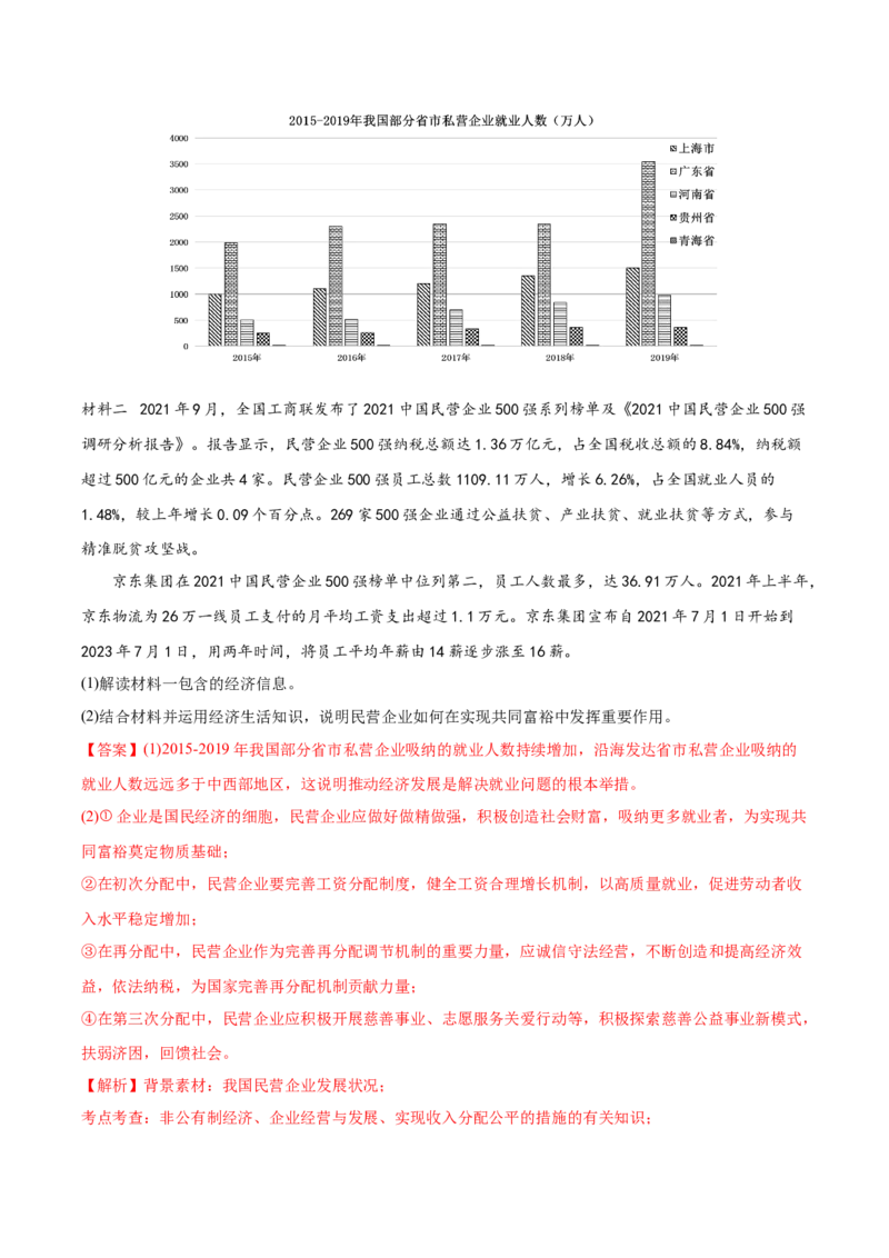 2022年高考政治真题与模拟题分专题训练专题03收入与分配（教师版含解析）_8.2025政治总复习_2024年新高考资料_3.2024专项复习_赠2022年高考政治真题与模拟题分专题训练