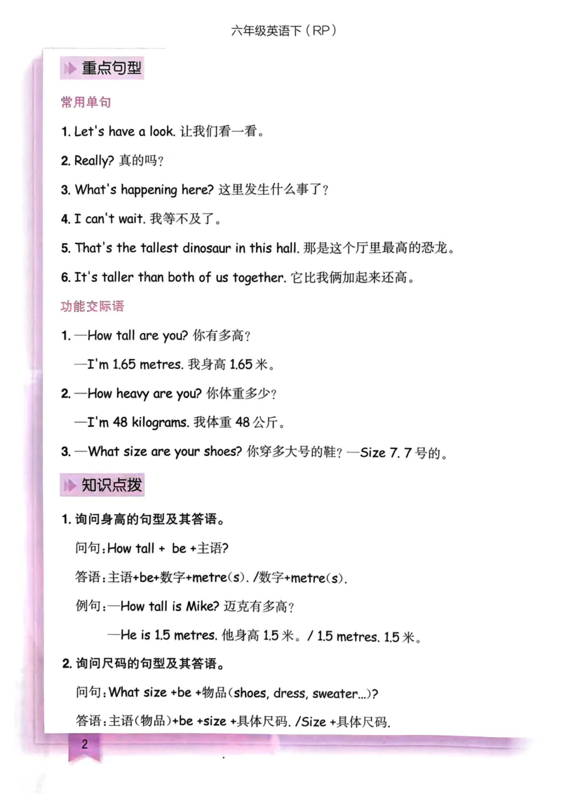 25春黄冈小状元作业本6下英语（PEP)-知识清单_26春四年级上下册人教版_四上英语合集人教版PEP英语四年级上册新教材（教学视频+课件+动画+音频+练习+教案）_17练习资料