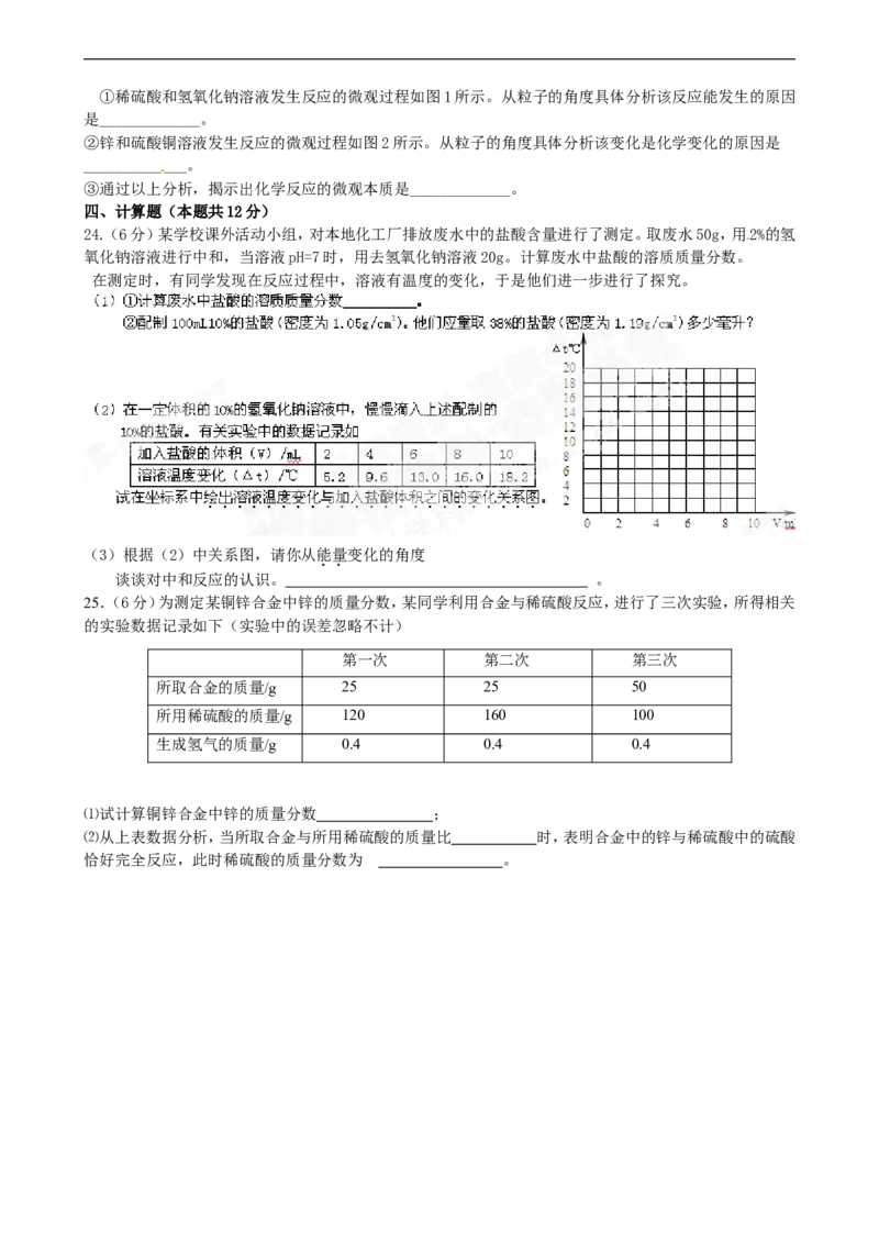 （人教版）九年级下册：第10单元酸和碱单元测试题及答案1_初中化学_01.人教版初中化学_01.初中化学课件PPT--教案--试题_初中化学18年试卷_人教版九年级化学下册2018