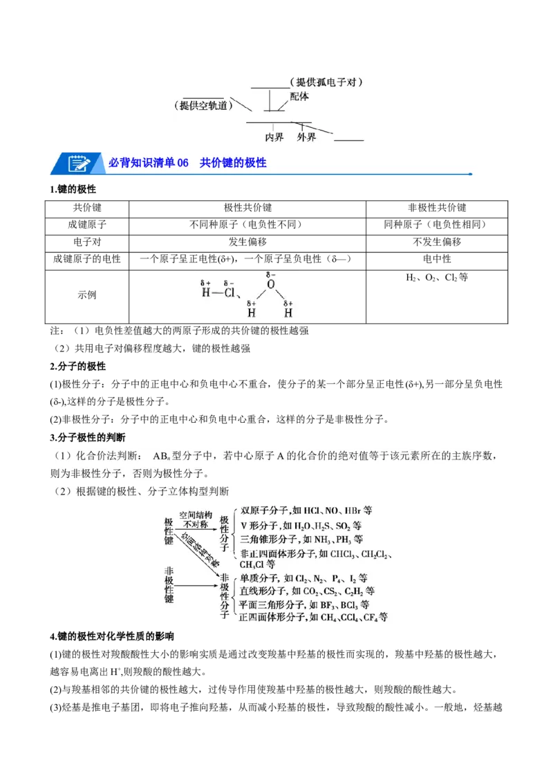 第二章分子结构与性质速记清单-（人教版2019选择性必修2）（学生版）_高化_595801221724高中化学新人教版选择性必修一二三电子版教案PPT课件高中试卷_选择性必修2册（人教版）