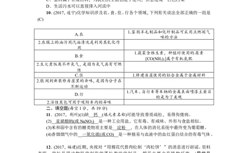 第22讲化学与生活_初中化学_01.人教版初中化学_07.初中化学中考总复习_2018年（聚焦新中考）人教版_2018年（聚焦新中考）人教版考点跟踪突破全套（22份打包）