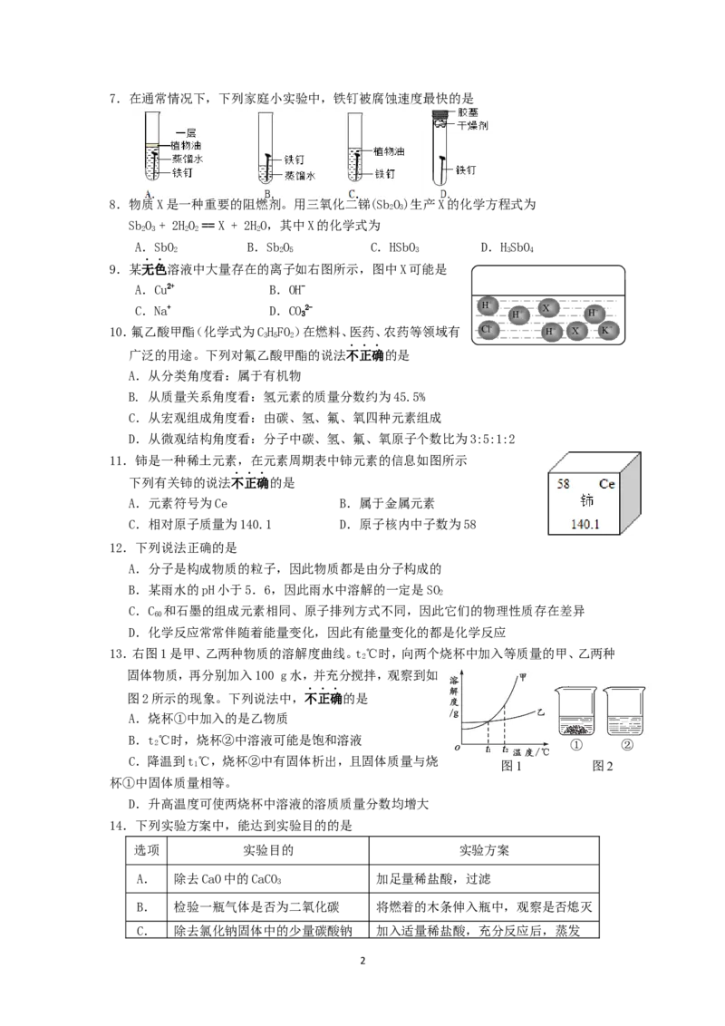 江苏省南京市溧水区2014年中考二模化学试题_初中化学_01.人教版初中化学_01.初中化学课件PPT--教案--试题_初中化学全套_化学试题