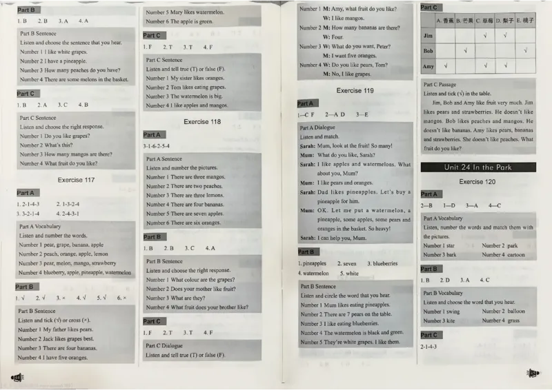 1英语~听霸答案-新_26春四年级上下册人教版_四上英语合集人教版PEP英语四年级上册新教材（教学视频+课件+动画+音频+练习+教案）_17练习资料_小学英语（预习复习资料大礼包）
