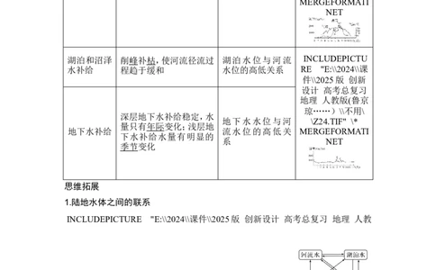 2025届高中地理一轮复习讲义：第一部分自然地理第六单元地球上的水第23课时　陆地水体间的相互关系（教师版）_9.2025地理总复习_2025年新高考资料_一轮复习