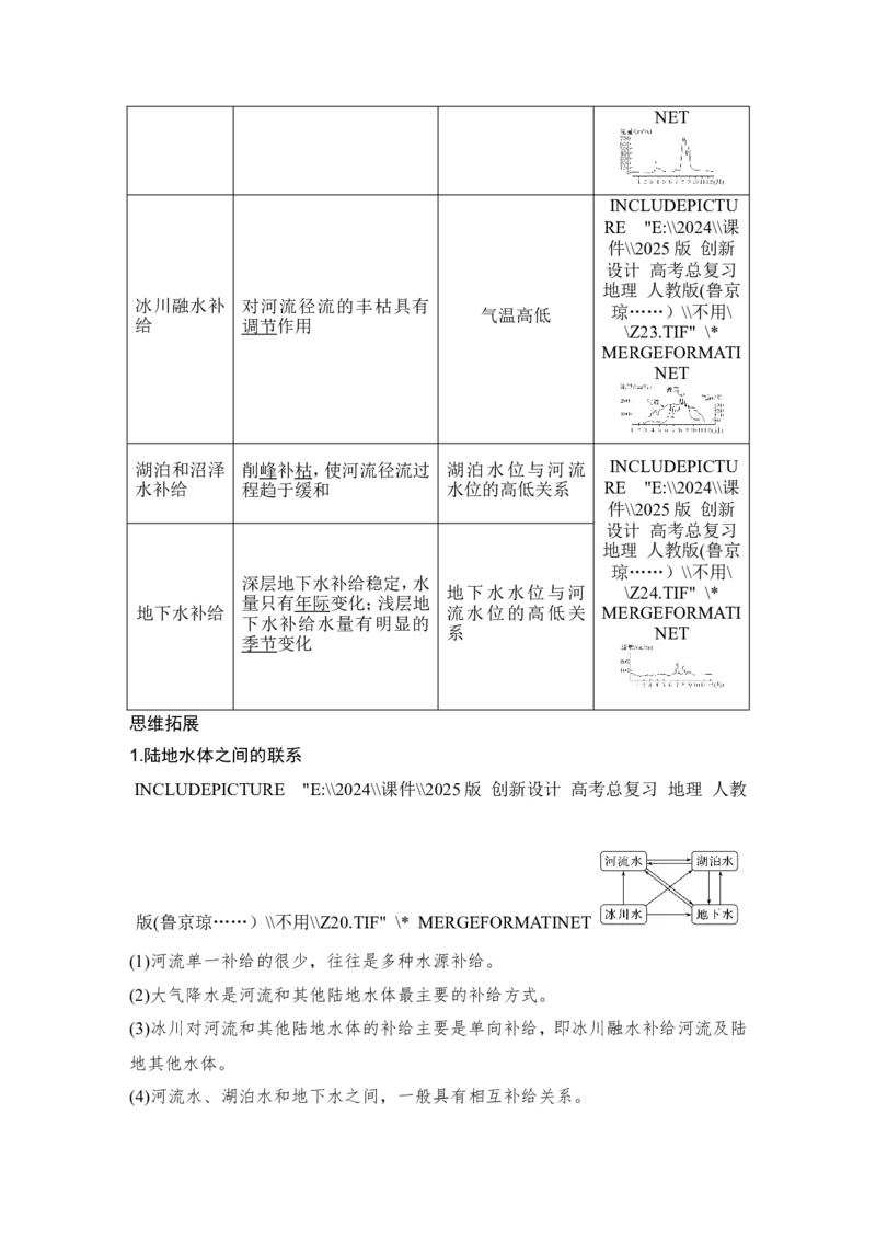 2025届高中地理一轮复习讲义：第一部分自然地理第六单元地球上的水第23课时　陆地水体间的相互关系（教师版）_9.2025地理总复习_2025年新高考资料_一轮复习