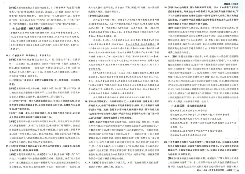 上分卷七下人教版语文答案_新人教版七下语文学习资料包_13.配套教辅练习_2025版《初中上分卷》语文7下