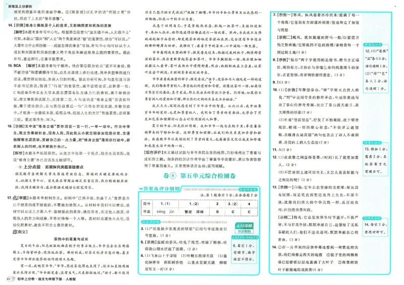 上分卷七下人教版语文答案_新人教版七下语文学习资料包_13.配套教辅练习_2025版《初中上分卷》语文7下