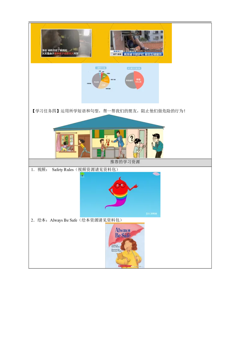 1119四年级英语(人教版)Unit+5+Safety（第一课时）-3学习任务单_26春四年级上下册人教版_四上英语合集人教版PEP英语四年级上册新教材（教学视频+课件+动画+音频+练习+教案）