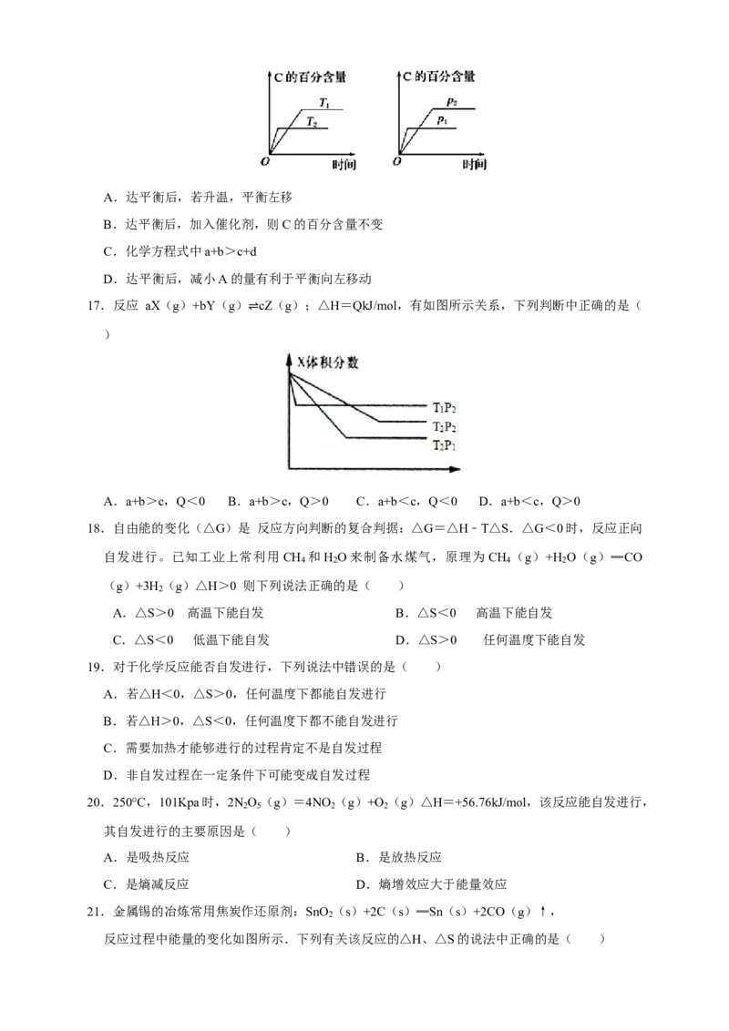 第二章检测（原卷版）_高化_2025春-人教版高中化学_03新版高中化学选择性必修1_04习题试卷_同步练习+单元测试1配套A