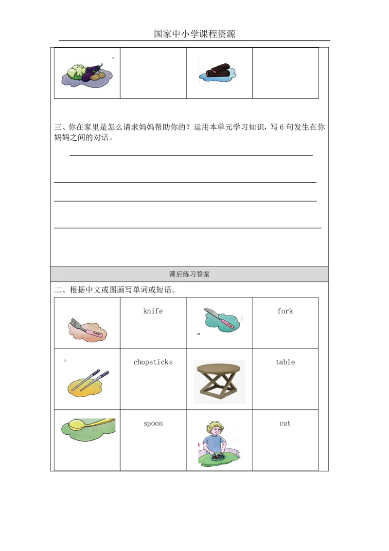 12Unit4AttablePartC_国家课_课后练习_26春四年级上下册人教版_四上英语合集人教版PEP英语四年级上册新教材（教学视频+课件+动画+音频+练习+教案）_17练习资料_《小学英语》