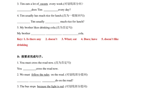 期末易错题分类汇编按要求完成句子（提升篇）六年级下册（答案版）_专项练习