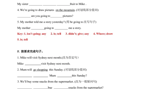 期末易错题分类汇编按要求完成句子（提升篇）六年级下册（答案版）_专项练习