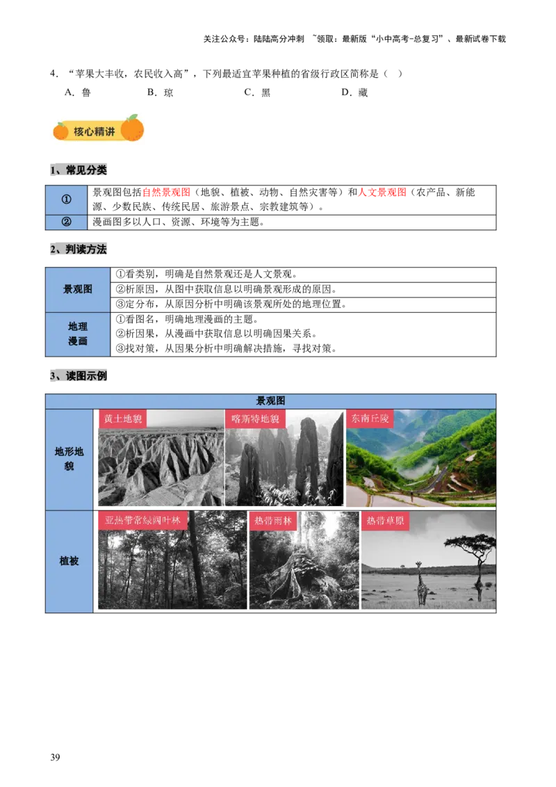专题01读图、识图、用图（讲练）-2025年中考地理二轮复习（全国通用）（原卷版）_02中考总复习（2026版更新中）_09-地理-中考总复习_2025中考地理复习资料_讲义+练习