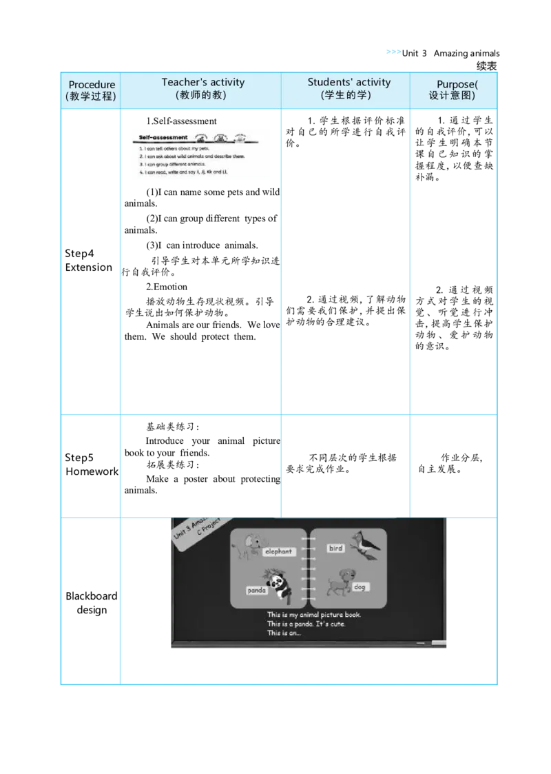 Unit3AmazinganimalsPartCProject大单元整体教学设计_26春四年级上下册人教版_四上英语合集人教版PEP英语四年级上册新教材（教学视频+课件+动画+音频+练习+教案）_19同步教案课件_人教pep3