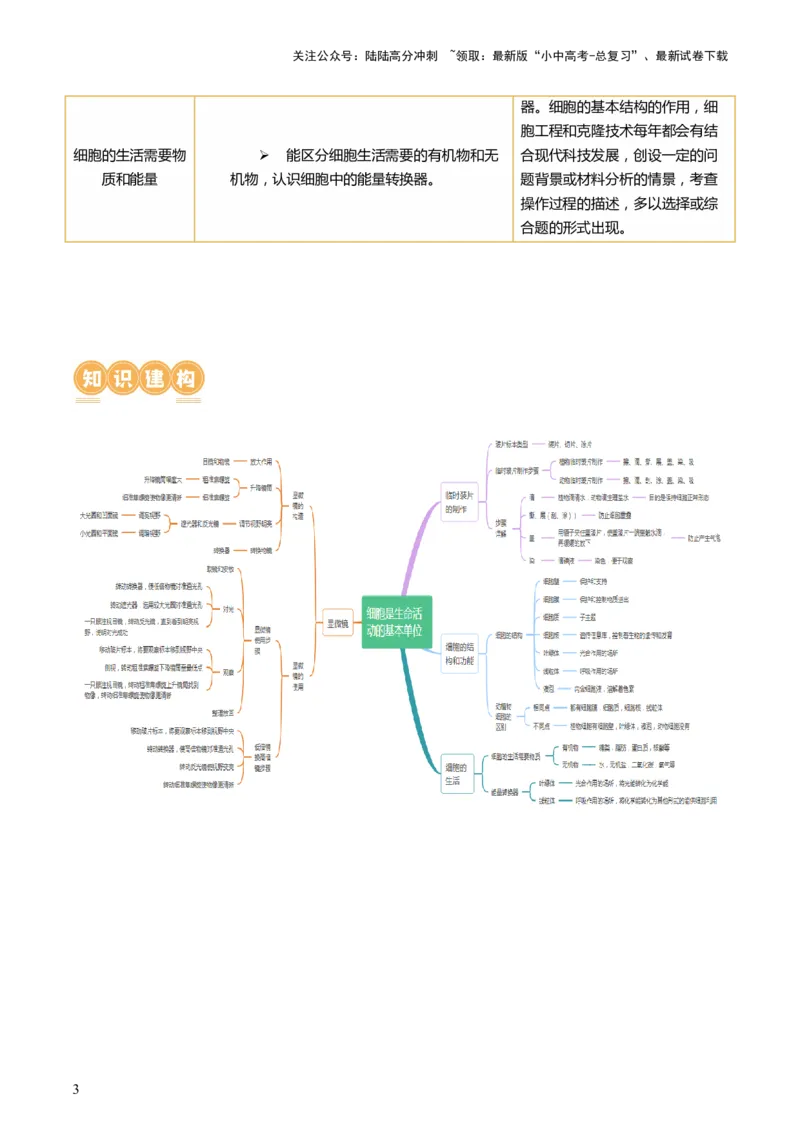 专题02细胞是生命活动的基本单位（讲义）（原卷版）_02中考总复习（2026版更新中）_08-生物-中考总复习_2024年中考复习资料_一轮复习_❤2024年中考生物一轮复习讲练测（全国通用）_讲义