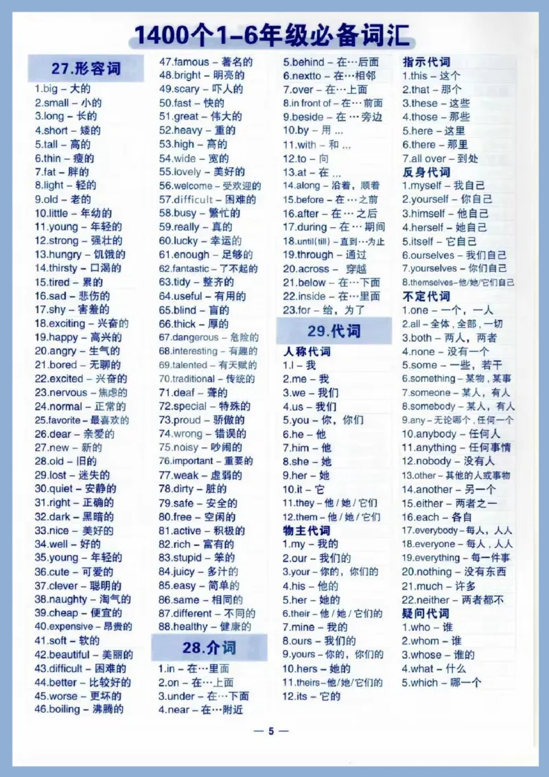 7天背完小学1400个必备单词_26春四年级上下册人教版_四上英语合集人教版PEP英语四年级上册新教材（教学视频+课件+动画+音频+练习+教案）_17练习资料_小学英语（预习复习资料大礼包）