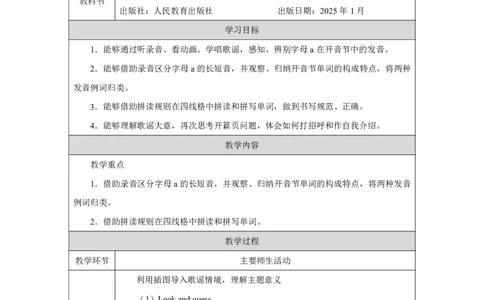 Unit1PartAHowdowegreetnewpeople_Unit1Meetingnewpeople（第三课时）_教学设计3_26春四年级上下册人教版_19同步教案课件_人教pep3_小学英语PEP单独教案（3-6年级上下册）_3-6下册_Unit1