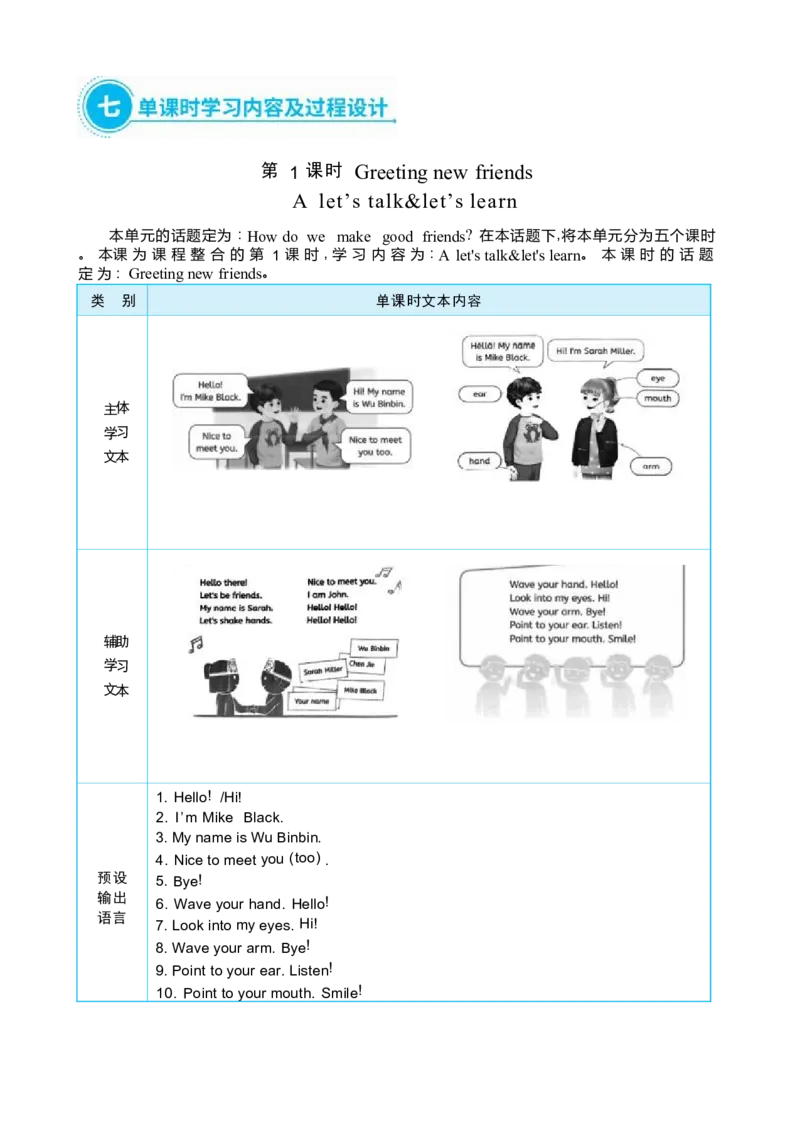 Unit1MakingfriendsPartAlet'stalk&let'slearn大单元整体教学设计_26春四年级上下册人教版_四上英语合集人教版PEP英语四年级上册新教材（教学视频+课件+动画+音频+练习+教案）_Unit1