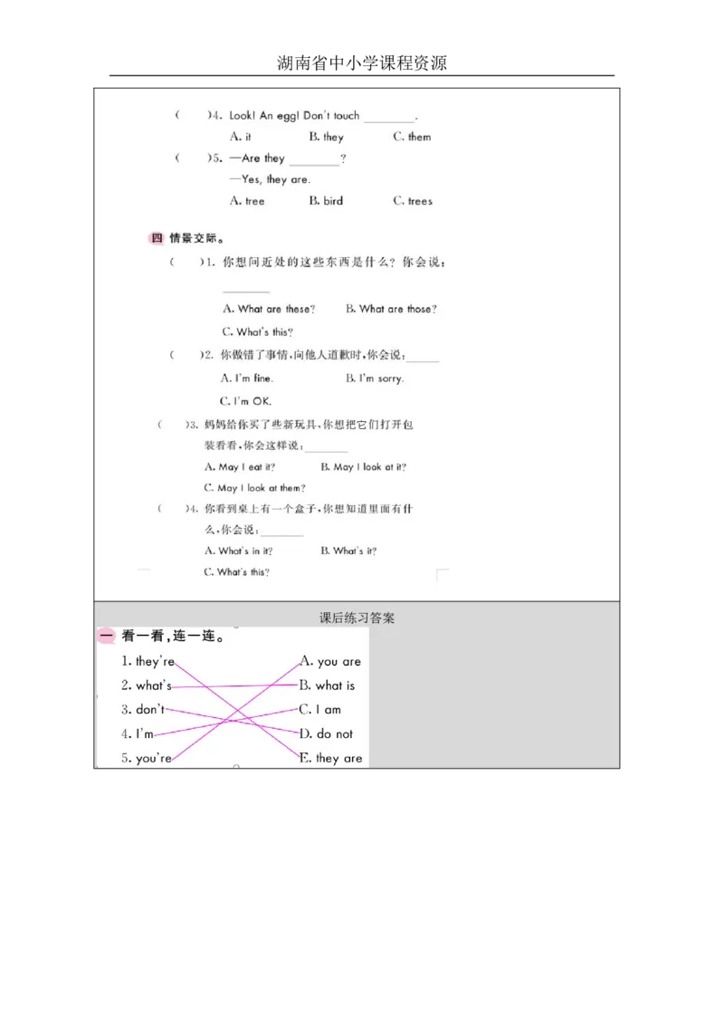 8Unit4TheseareflowersLesson2_国家课_课后练习_26春四年级上下册人教版_四上英语合集人教版PEP英语四年级上册新教材（教学视频+课件+动画+音频+练习+教案）_17练习资料_《小学英语》
