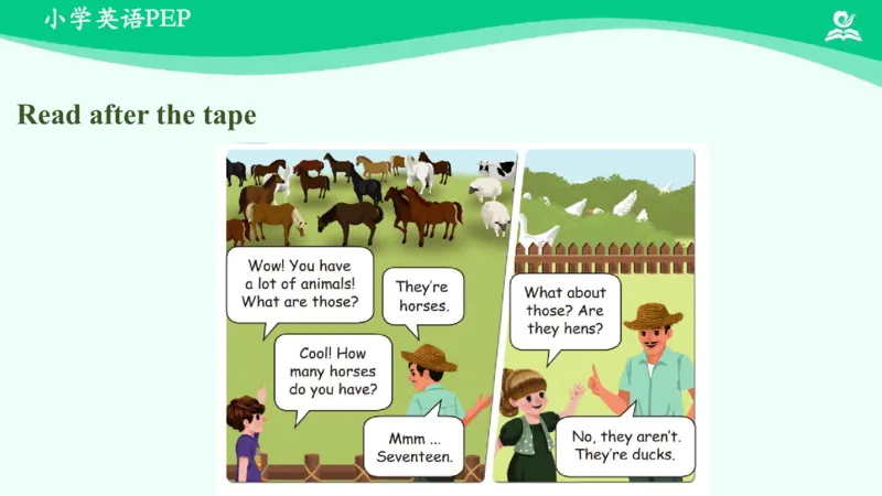 Unit4Atthefarm-PartB课件_26春四年级上下册人教版_四上英语合集人教版PEP英语四年级上册新教材（教学视频+课件+动画+音频+练习+教案）_19同步教案课件_人教pep3_4年级下册_PDF课件
