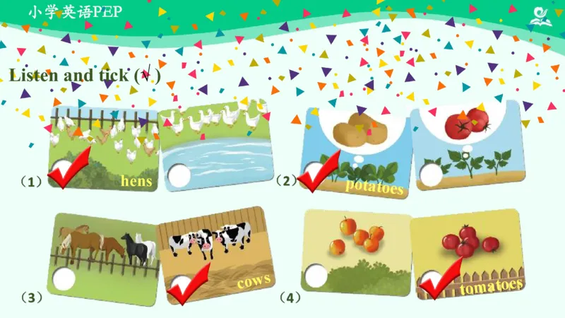 Unit4Atthefarm-PartB课件_26春四年级上下册人教版_四上英语合集人教版PEP英语四年级上册新教材（教学视频+课件+动画+音频+练习+教案）_19同步教案课件_人教pep3_4年级下册_PDF课件