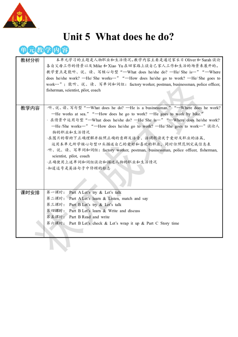 Thefirstperiod（第一课时）_26春四年级上下册人教版_四上英语合集人教版PEP英语四年级上册新教材（教学视频+课件+动画+音频+练习+教案）_19同步教案课件_人教pep3_3-6上册_6年级上册_Unit5