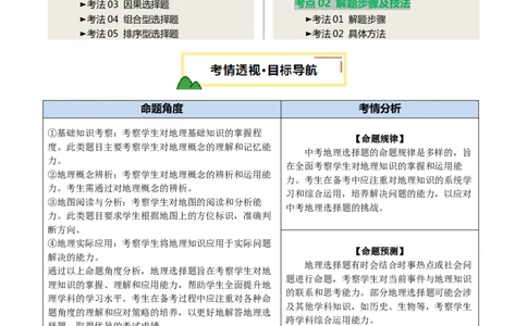 专题01选择题解题技巧（讲练）（原卷版）_02中考总复习（2026版更新中）_09-地理-中考总复习_2025中考地理复习资料_2025中考二轮课件ppt+讲义+练习地理_讲义+练习