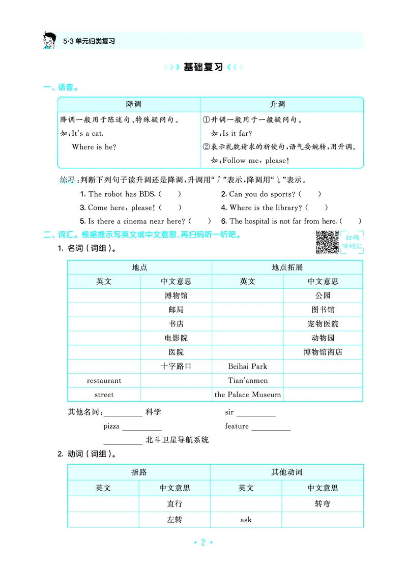 6上英语人教-《单元归类复习》_26春四年级上下册人教版_四上英语合集人教版PEP英语四年级上册新教材（教学视频+课件+动画+音频+练习+教案）_17练习资料_《53单元归类复习》_3-6上册