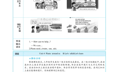 Unit4PlantsaroundusPartBLet'stalk&Let'slearn大单元整体教学设计_26春四年级上下册人教版_四上英语合集人教版PEP英语四年级上册新教材（教学视频+课件+动画+音频+练习+教案）