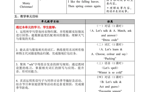 Unit6Changingfortheseasons教案_26春四年级上下册人教版_四上英语合集人教版PEP英语四年级上册新教材（教学视频+课件+动画+音频+练习+教案）_19同步教案课件_人教pep3_3-6上册