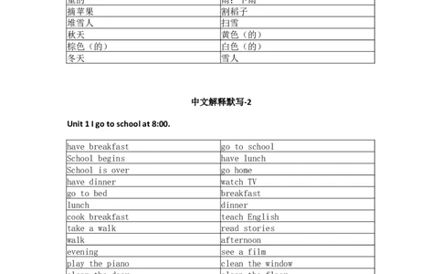 人教精通版小学英语六年级上册默写表_26春四年级上下册人教版_四上英语合集人教版PEP英语四年级上册新教材（教学视频+课件+动画+音频+练习+教案）_17练习资料_《单词默写表》