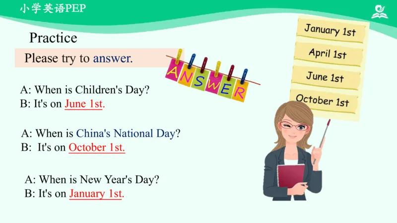 Unit4Whenistheartshow？-PartA课件_26春四年级上下册人教版_四上英语合集人教版PEP英语四年级上册新教材（教学视频+课件+动画+音频+练习+教案）_19同步教案课件_人教pep3_5年级下册