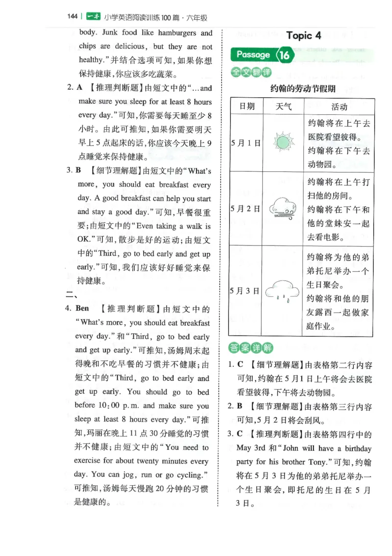 六年级25版《一本小学英语阅读训练100篇》（第8版）答案解析_26春四年级上下册人教版_四上英语合集人教版PEP英语四年级上册新教材（教学视频+课件+动画+音频+练习+教案）_17练习资料