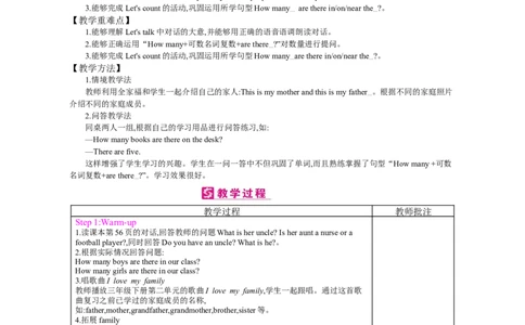 Unit6　Meetmyfamily!_26春四年级上下册人教版_四上英语合集人教版PEP英语四年级上册新教材（教学视频+课件+动画+音频+练习+教案）_19同步教案课件_人教pep3_3-6上册_《梓耕教育教案》