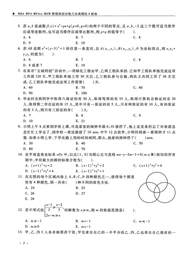 2026考研管理类综合能力全真模拟8套卷-王杰通_01.2026考研专业课管综199_00.2026考研管综书籍扫描
